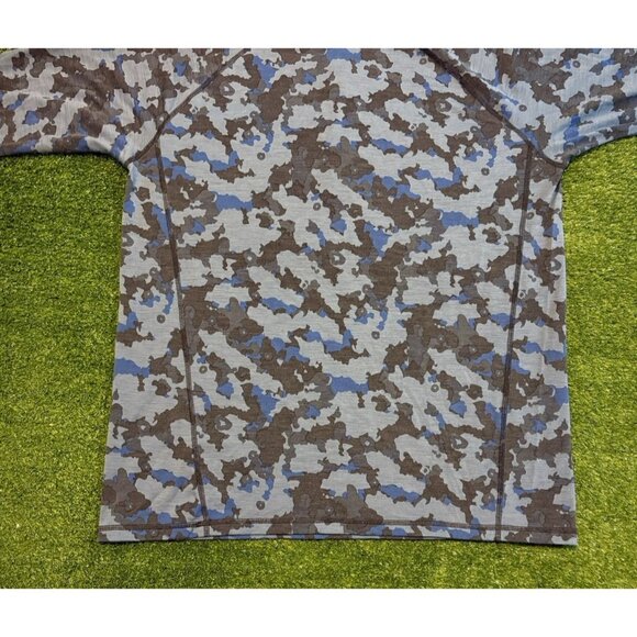 Outdoor Research 1/4 zip mens large blue camo apline onset merino 150 hiking D - Picture 11 of 14